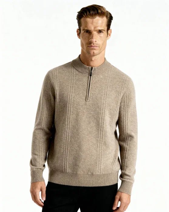 100% Cashmere Ribbed Half Zip - Bellovar